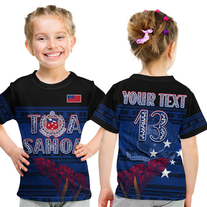 Custom Toa Samoa Rugby T-Shirt Uso Aso Uma Go Champions Blue Graphic Tee