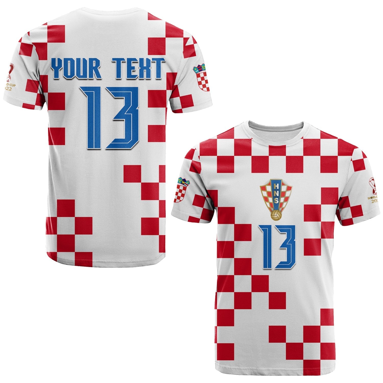 Custom Croatia Football T-Shirt World Cup Champions 2022 Hrvatska Graphic Tee