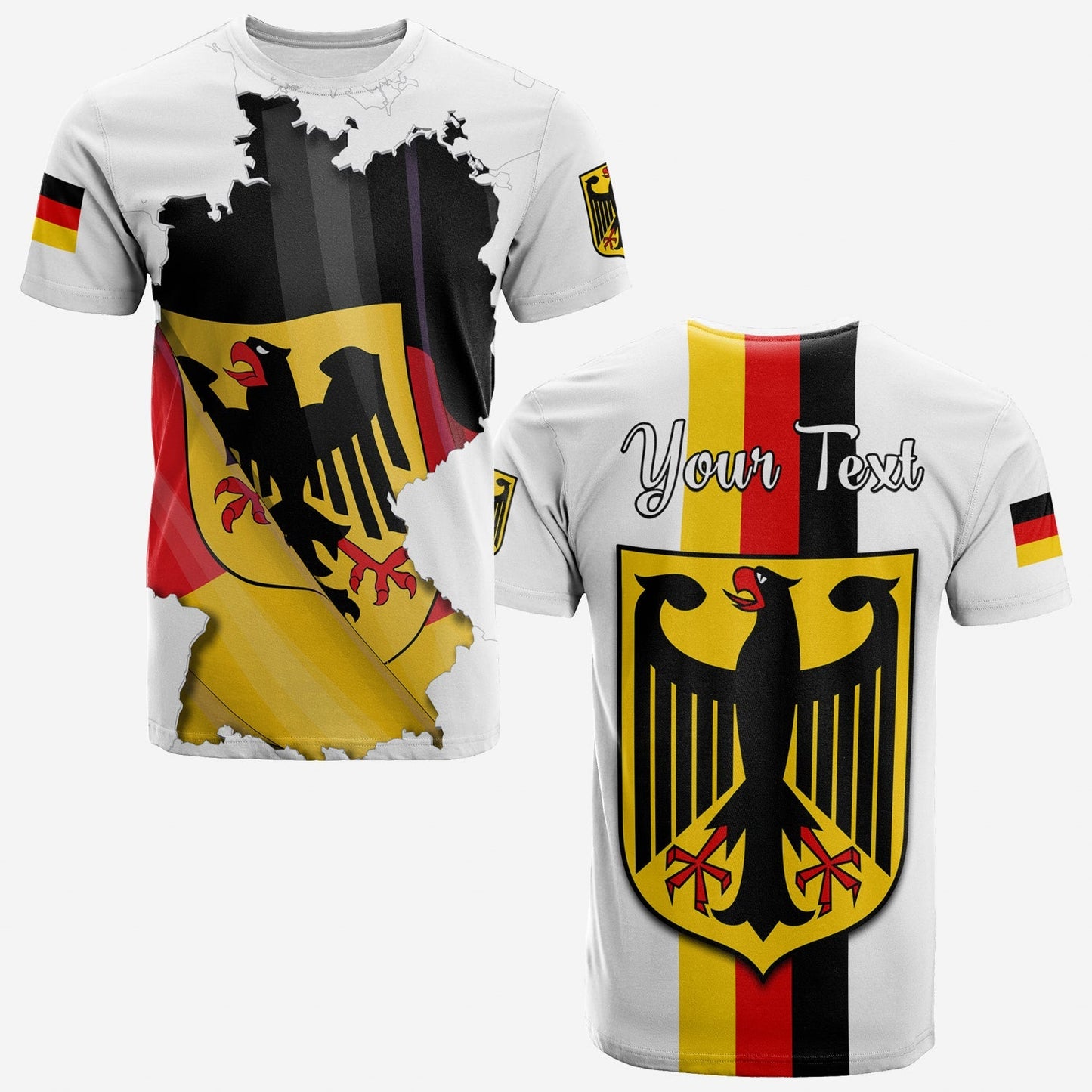 Custom Germany T-Shirt Grunge Deutschland Map and Coat Of Arms Graphic Tee