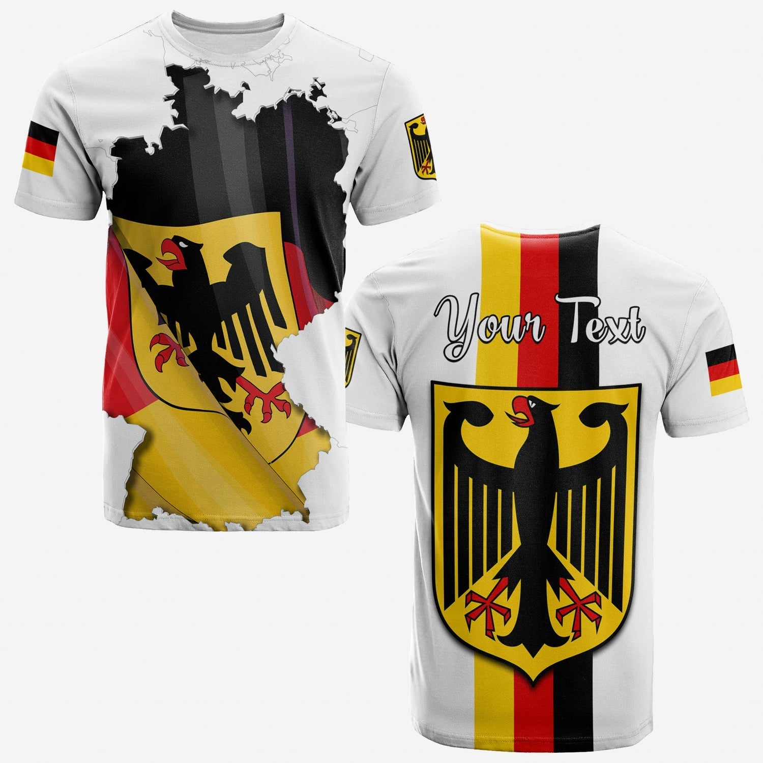 Custom Germany T-Shirt Grunge Deutschland Map and Coat Of Arms Graphic Tee