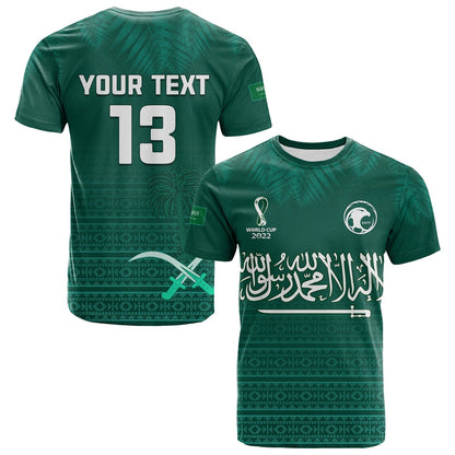 Custom Saudi Arabia Football T-Shirt KSA Proud Arabia Pattern Green Original Graphic Tee