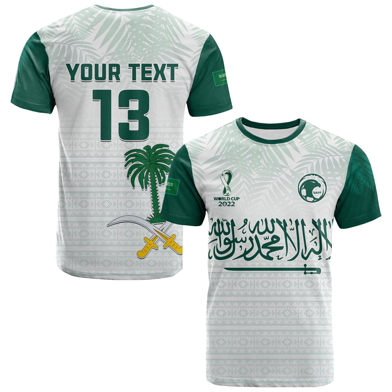 Custom Saudi Arabia Football T-Shirt KSA Proud Arabia Pattern White Special Graphic Tee