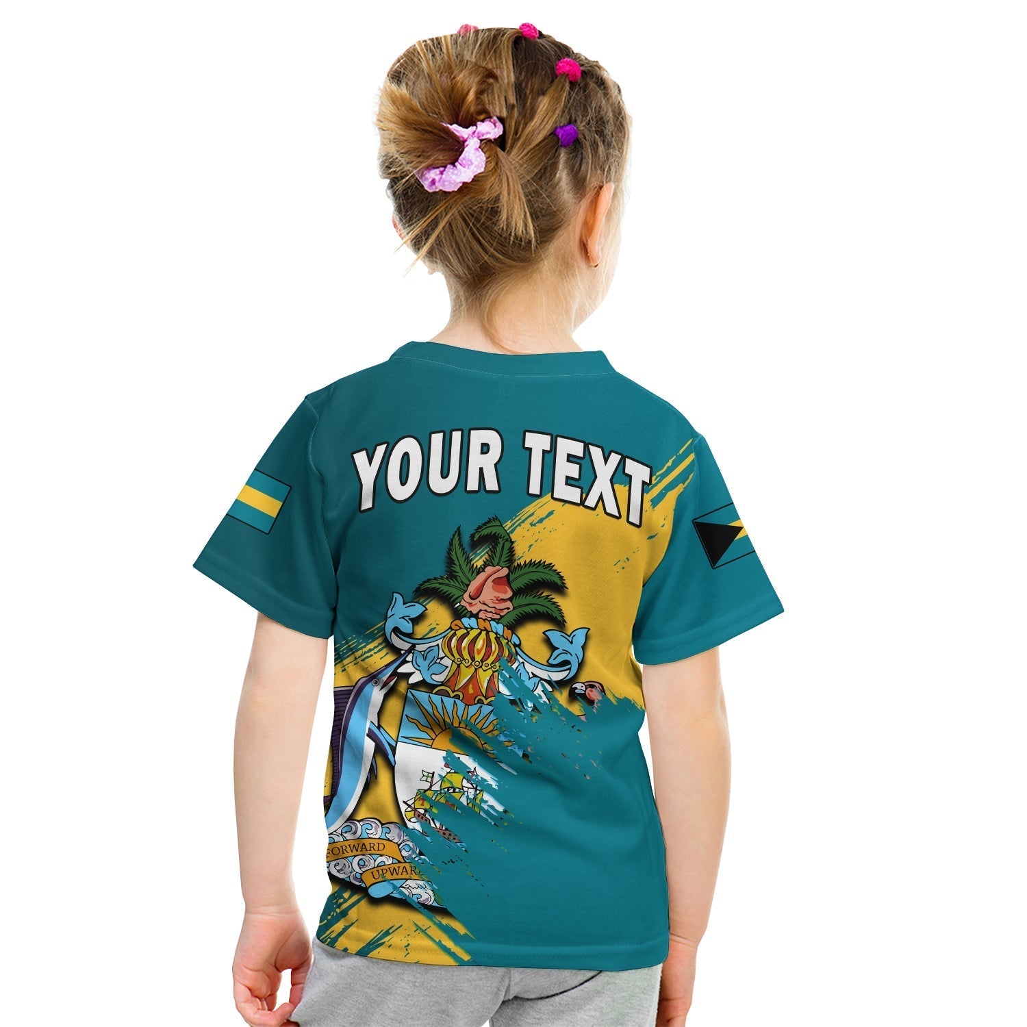 Custom Bahamas T-Shirt Blue Marlin With Bahamian Coat Of Arms Graphic Tee