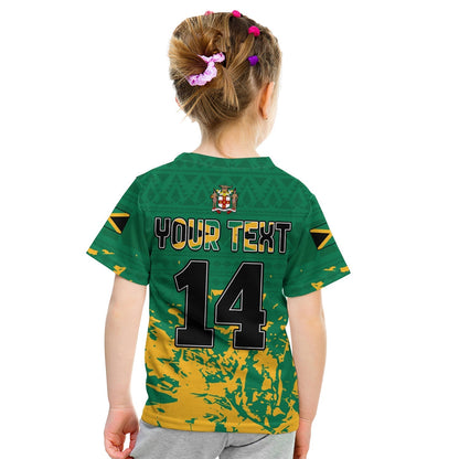Custom Jamaica Athletics T-Shirt Jamaican Flag With African Pattern Sporty Style Graphic Tee