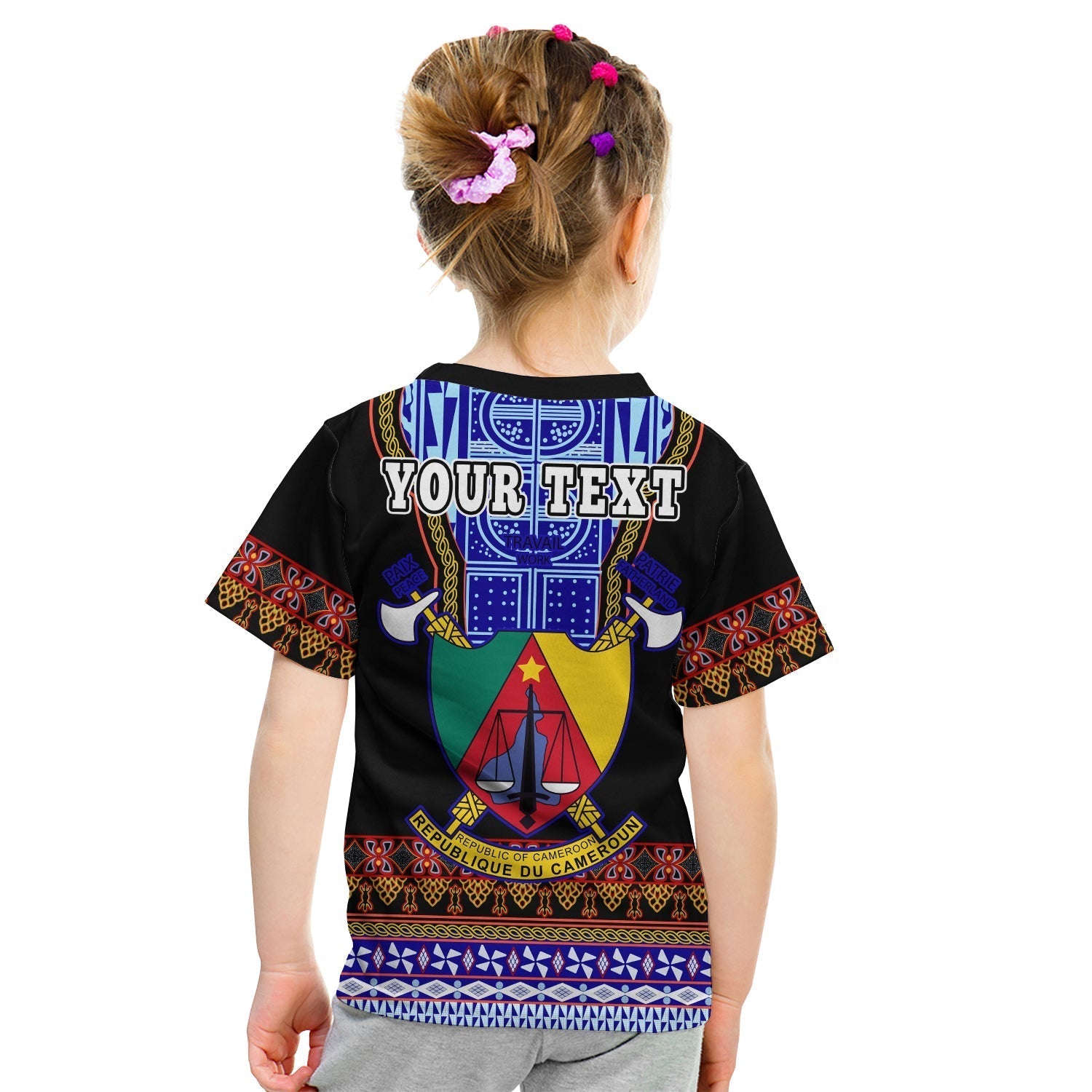 Custom Cameroon T-Shirt Atoghu Pattern Black Style Graphic Tee