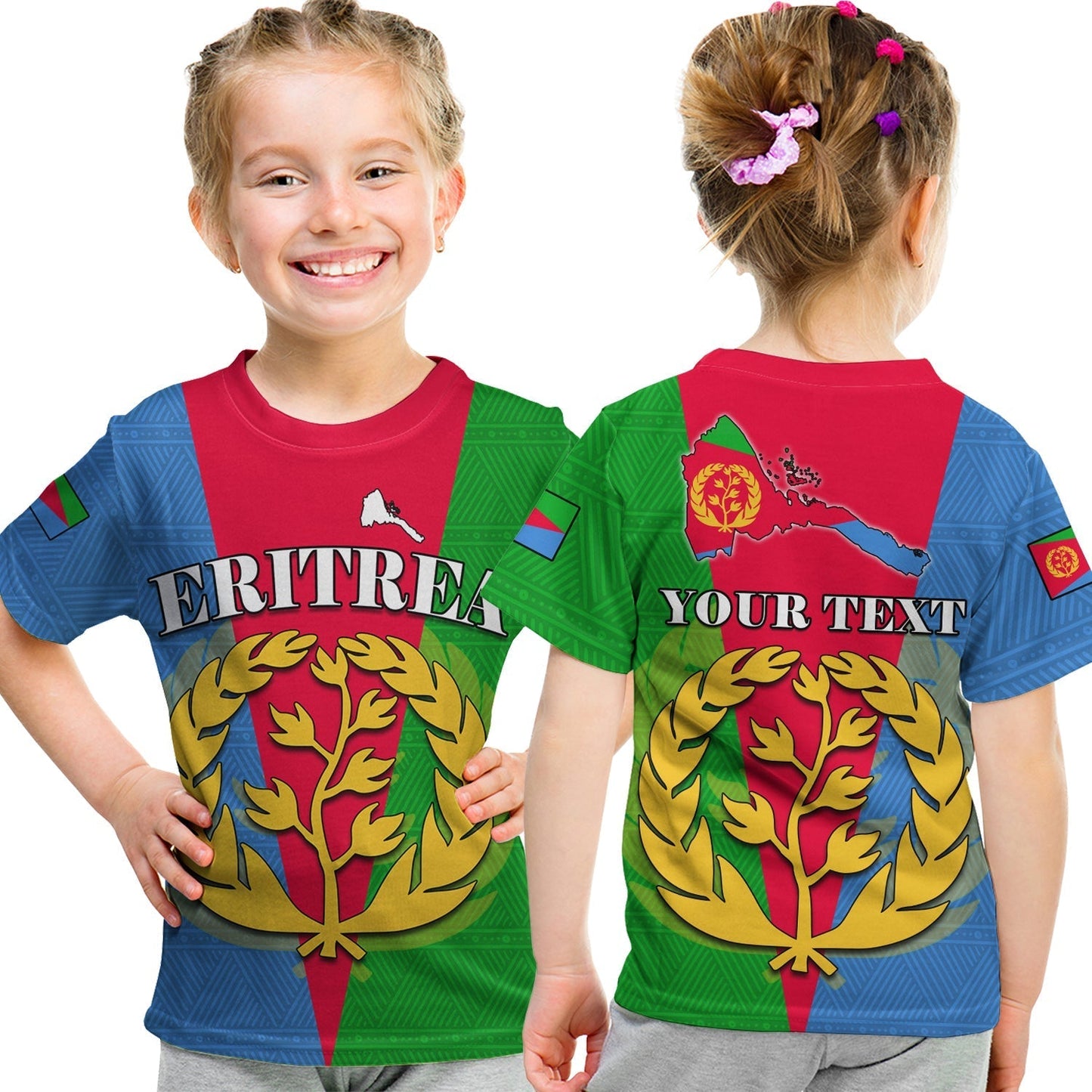 Custom Eritrea T-Shirt Eritrean Map Mix African Pattern Simple Style Graphic Tee