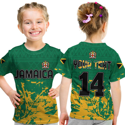 Custom Jamaica Athletics T-Shirt Jamaican Flag With African Pattern Sporty Style Graphic Tee