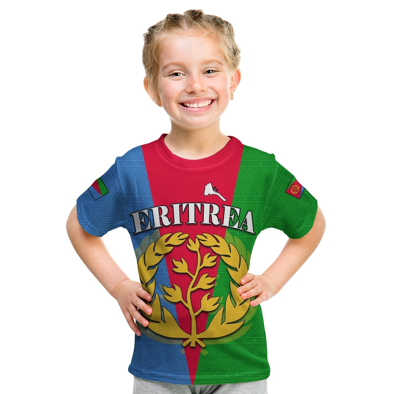 Custom Eritrea T-Shirt Eritrean Map Mix African Pattern Simple Style Graphic Tee