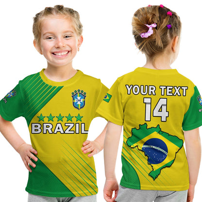 Custom Brazil Football T-Shirt Brasil Map Come On Canarinho Sporty Style Graphic Tee