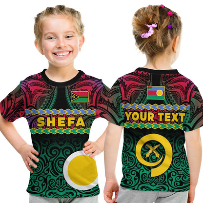 Custom Shefa Province T-Shirt Vanuatu Pig Tusk Polynesian Flag Style Graphic Tee
