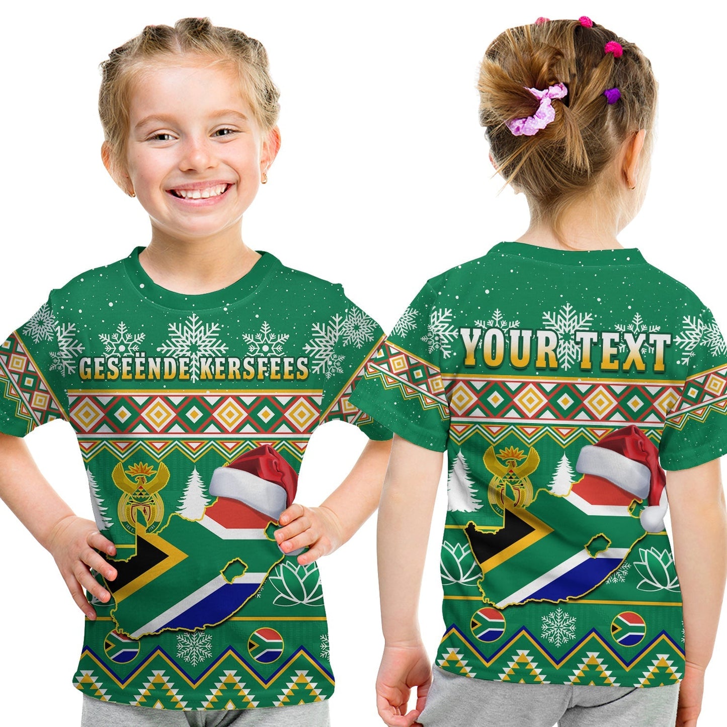 Custom South Africa Christmas T-Shirt King Protea Geseende Kersfees Graphic Tee