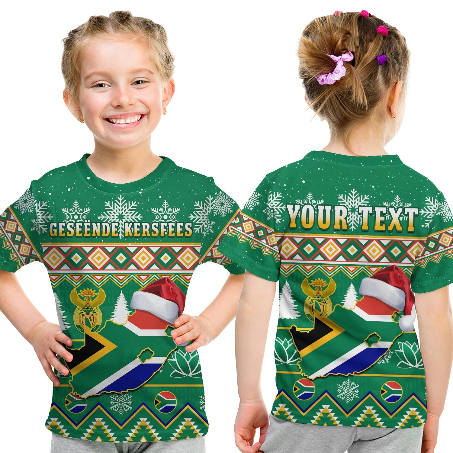 Custom South Africa Christmas T-Shirt King Protea Geseende Kersfees Graphic Tee