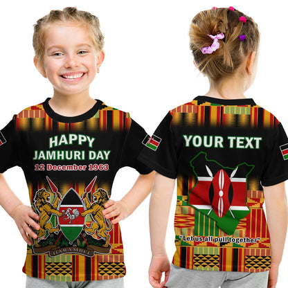 Custom Kenya T-Shirt Happy Jamhuri Day Kenyan Pattern Graphic Tee