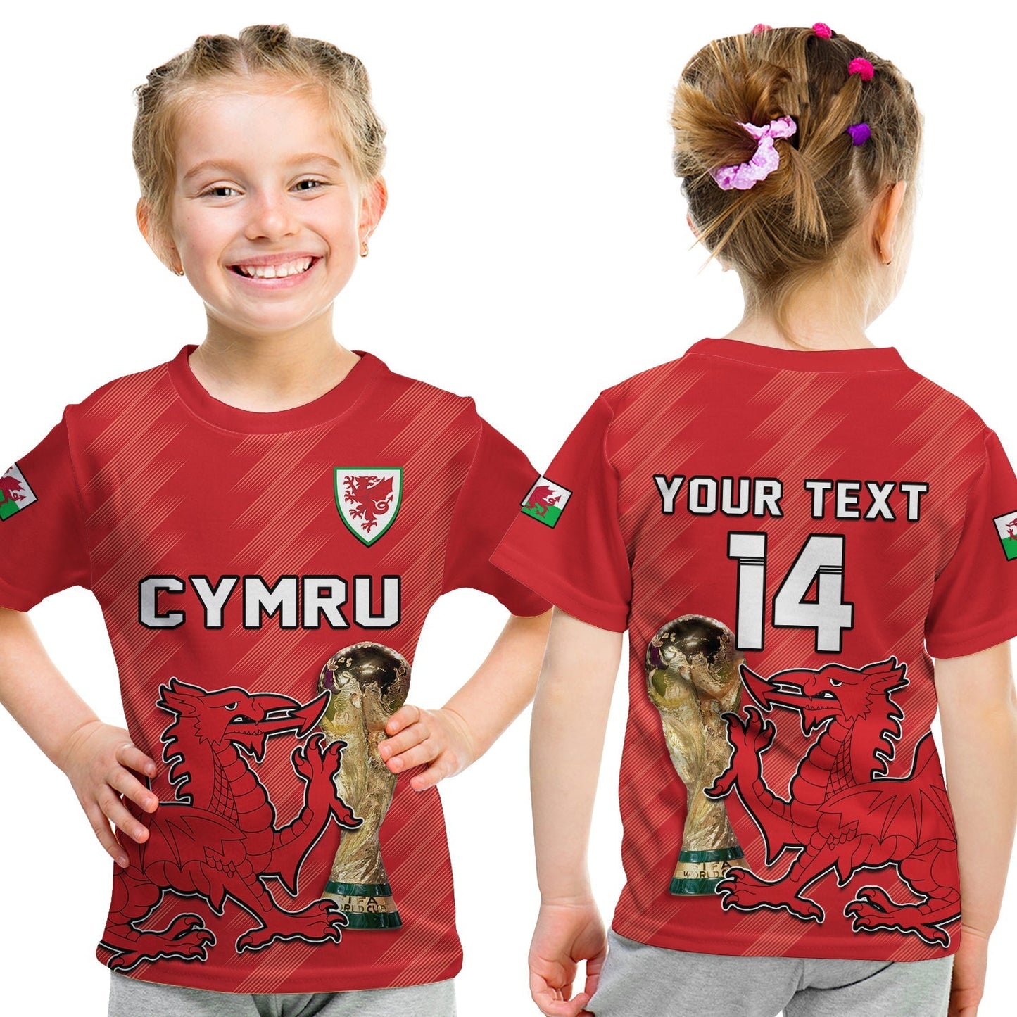 Custom Wales Football T-Shirt Cymru Champions World Cup 2022 Graphic Tee