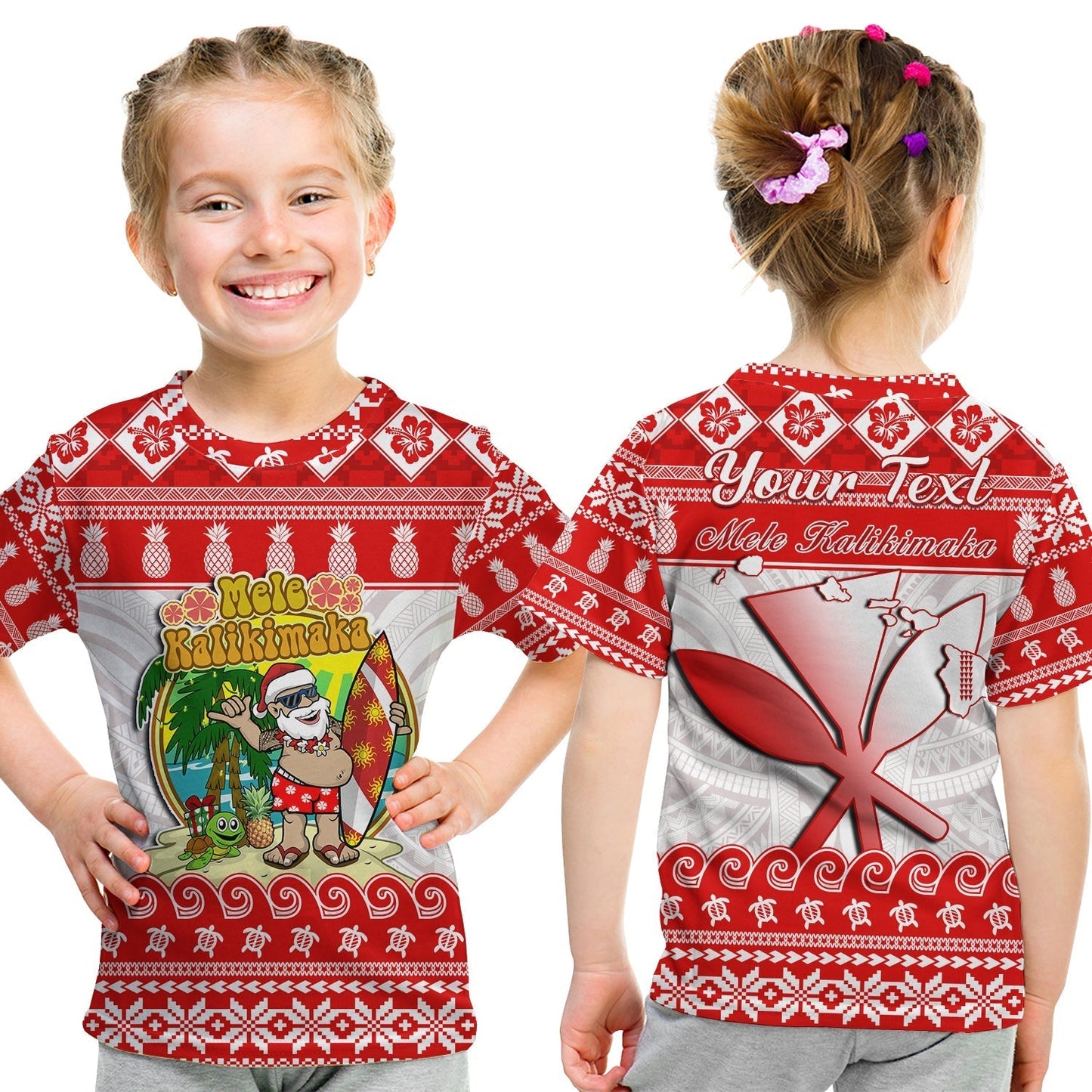 Custom Hawaii Christmas T-Shirt Kanaka Polynesian Santa Claus Mele Kalikimaka Graphic Tee