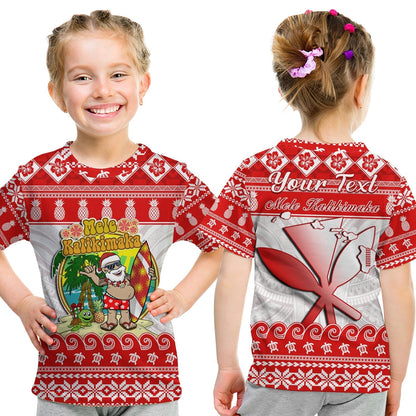 Custom Hawaii Christmas T-Shirt Kanaka Polynesian Santa Claus Mele Kalikimaka Graphic Tee