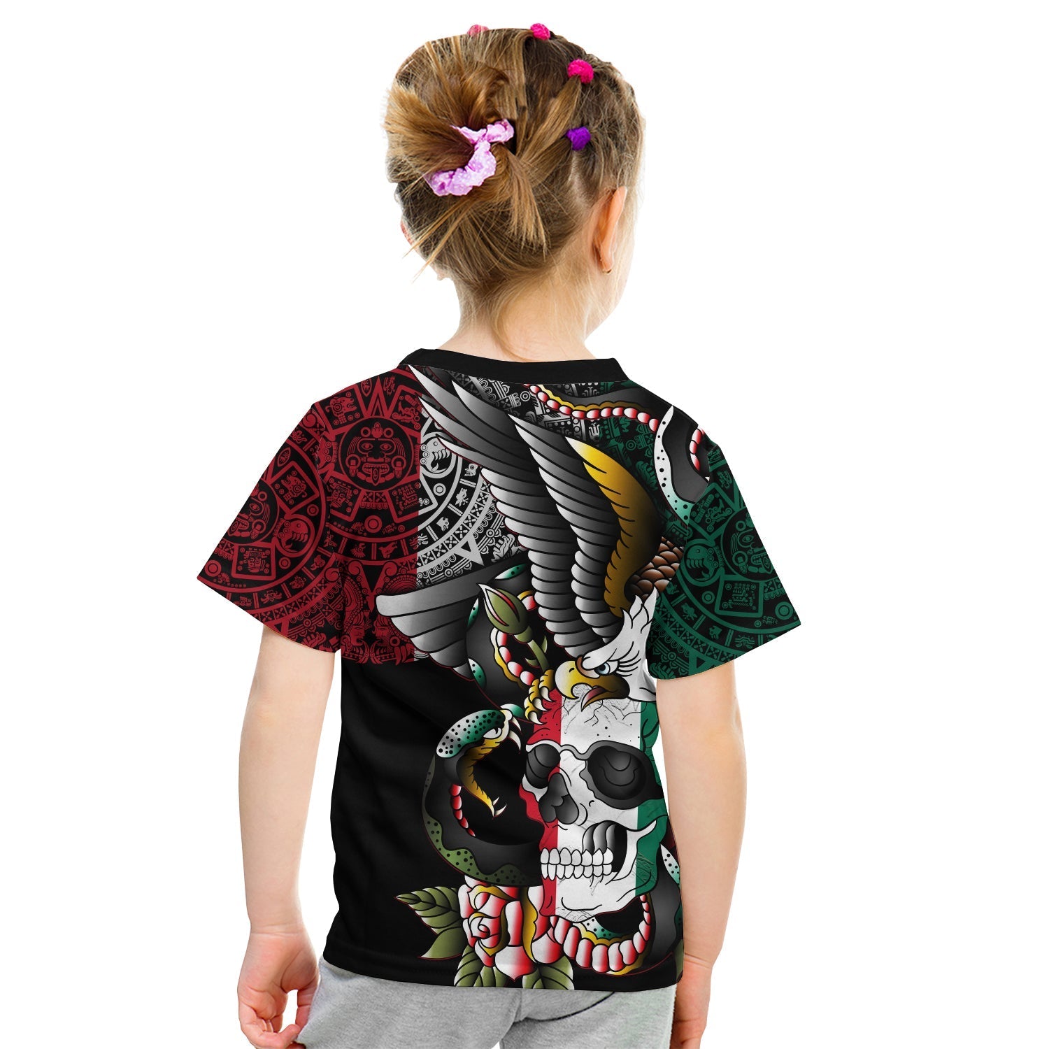 Custom Mexico T-Shirt Mexican Skull Eagle With Angry Snake Graphic Tee