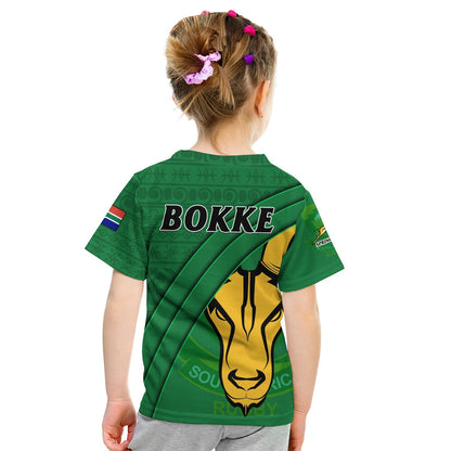 South Africa Rugby T-Shirt Bokke Springbok With African Pattern Stronger Together Graphic Tee