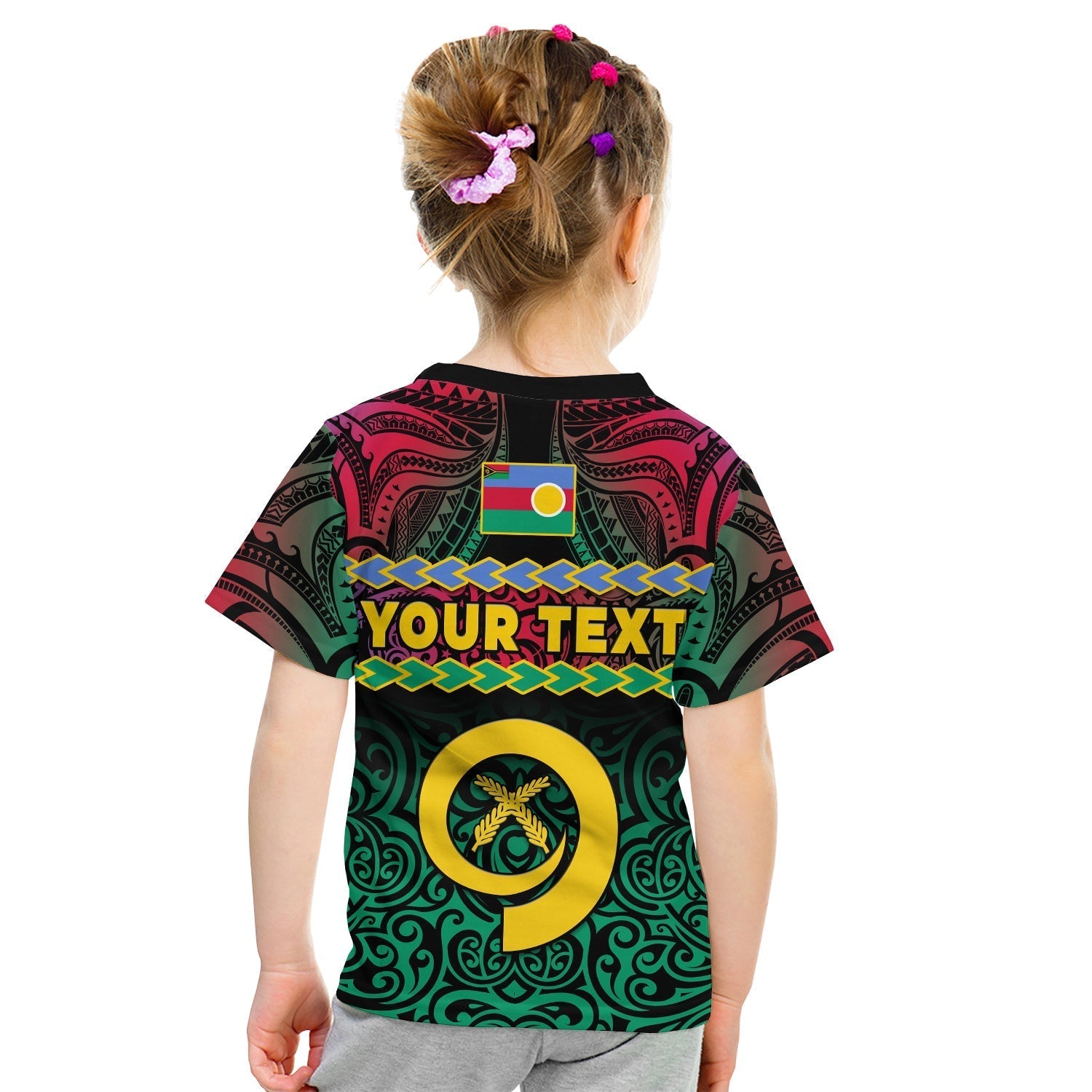 Custom Shefa Province T-Shirt Vanuatu Pig Tusk Polynesian Flag Style Graphic Tee