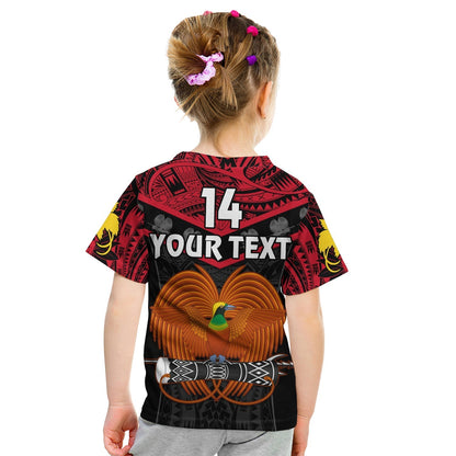 Custom Text And Number Papua New Guinea Rugby T-Shirt PNG Kumuls Bird Of Paradise Black Graphic Tee