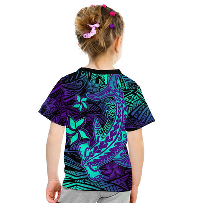 Custom Polynesian T-Shirt Purple Paradise Hawaiian Tribal Hammerhead Shark Graphic Tee