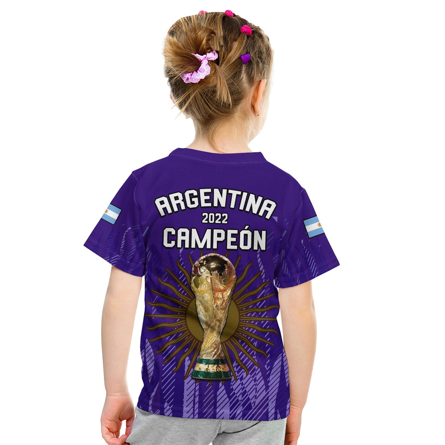 Argentina Football T-Shirt La Albiceleste Campeon Proud Purple 2022 Graphic Tee
