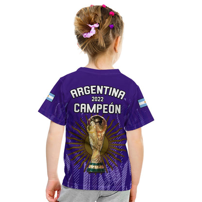 Argentina Football T-Shirt La Albiceleste Campeon Proud Purple 2022 Graphic Tee