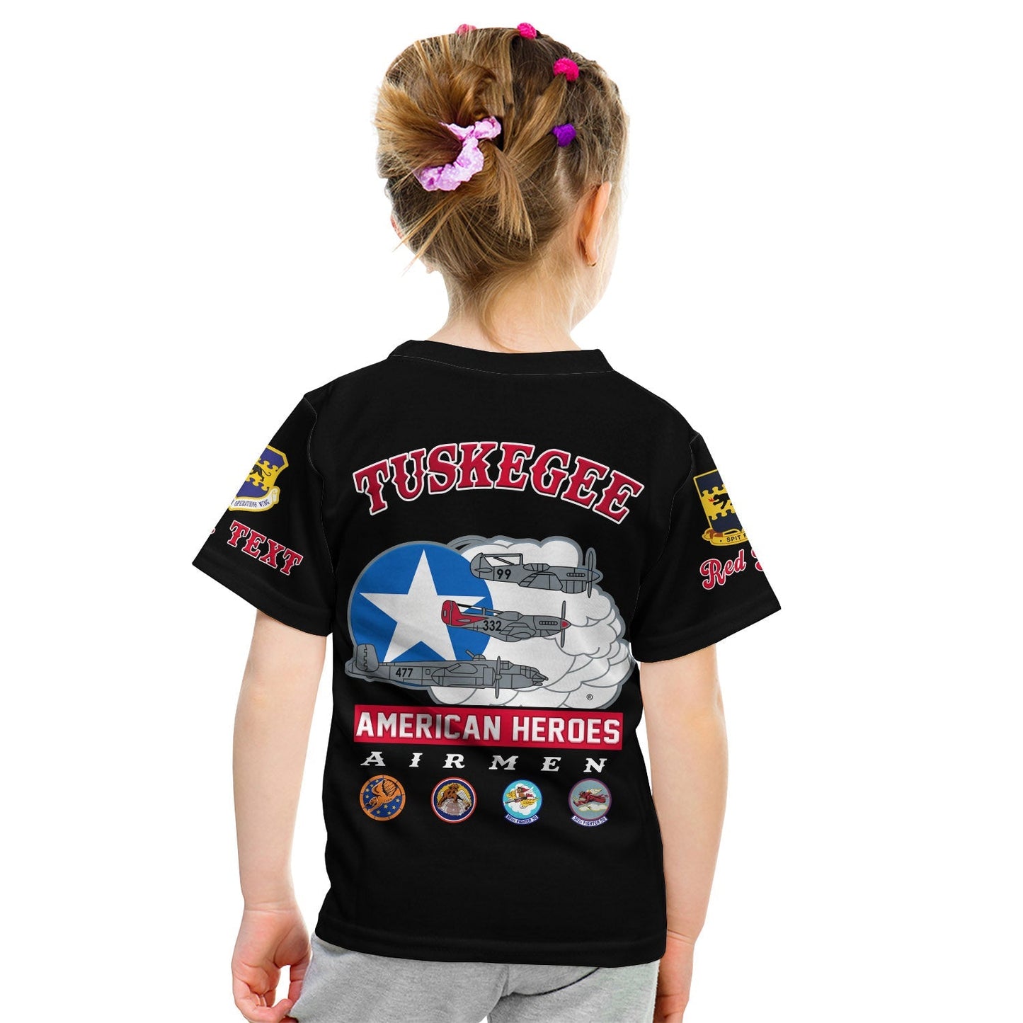 Custom Tuskegee Airmen T-Shirt Red Tail Angels American Heros Graphic Tee
