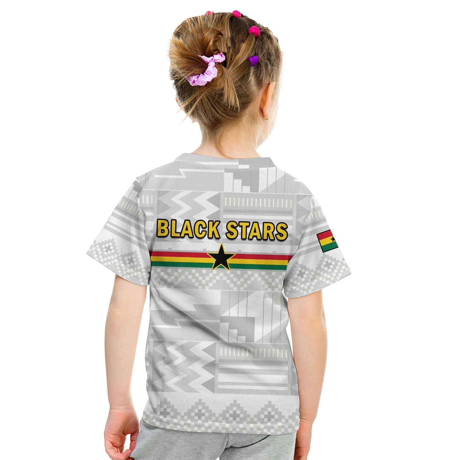 Ghana Football T-Shirt Black Stars Kente World Cup 2022 White Graphic Tee
