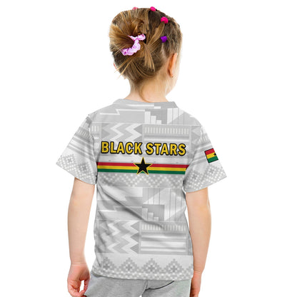 Ghana Football T-Shirt Black Stars Kente World Cup 2022 White Graphic Tee