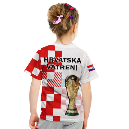 Croatia Football T-Shirt Hrvatska Checkerboard Champions WC 2022 Graphic Tee