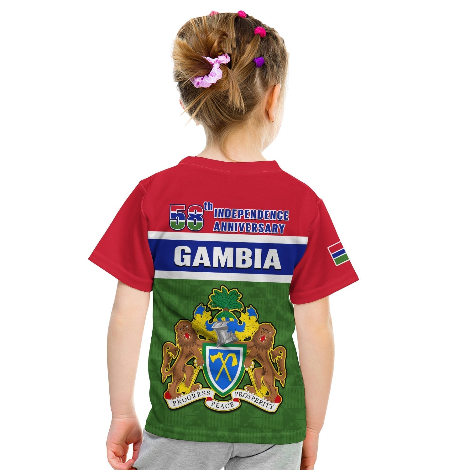 Gambia T-Shirt Happy 58th Independence Anniversary Flag Style Graphic Tee