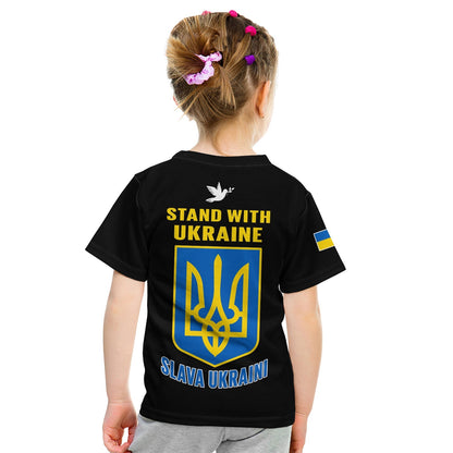 Ukraine T-Shirt Ukraine Gold Trident Slava Ukraini Black Graphic Tee