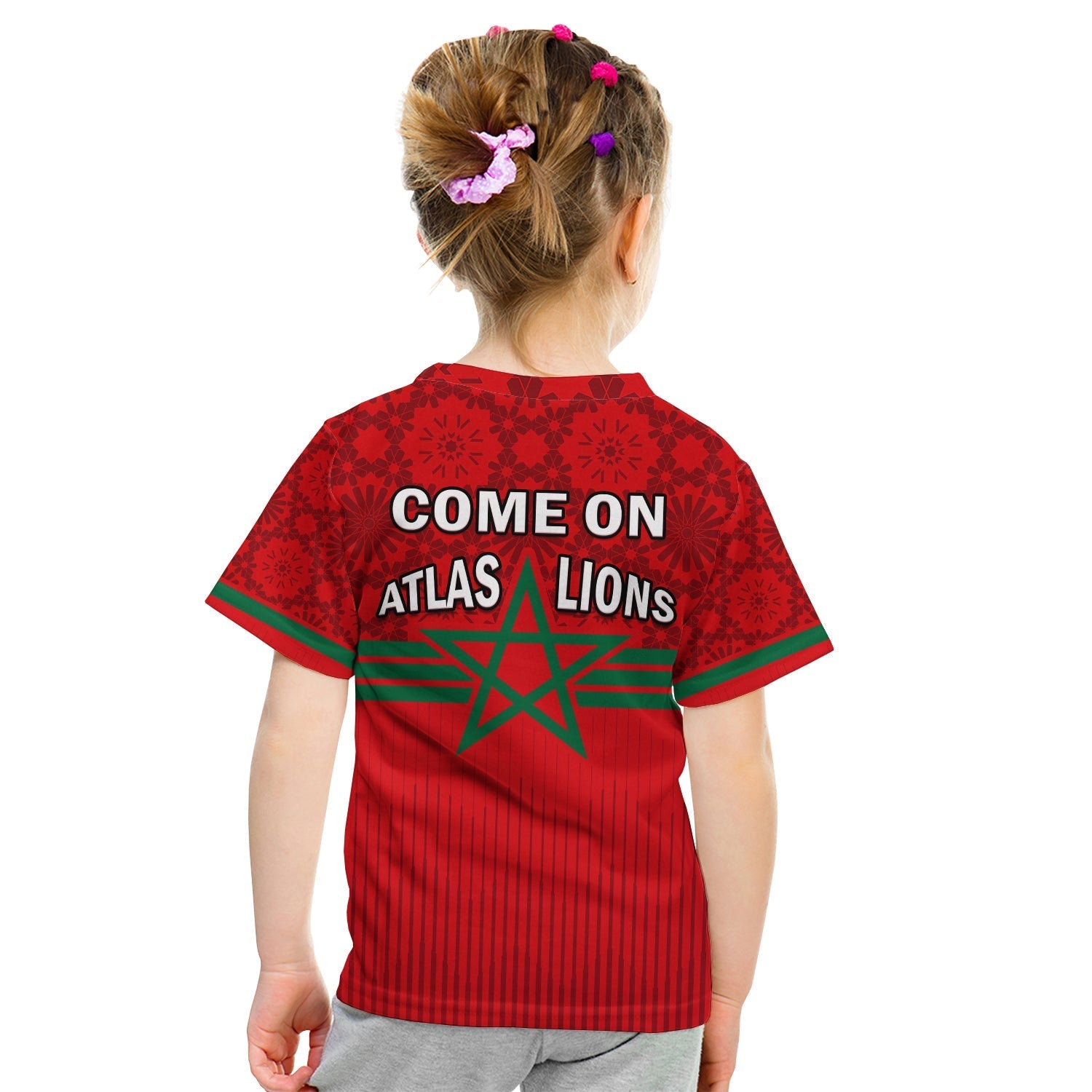 Morocco Football T-Shirt World Cup 2022 Red Moroccan Pattern Graphic Tee