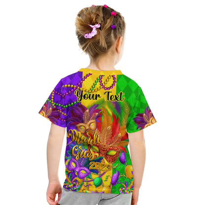 Custom Mardi Gras T-Shirt Carnival Masks With Feathers Graphic Tee