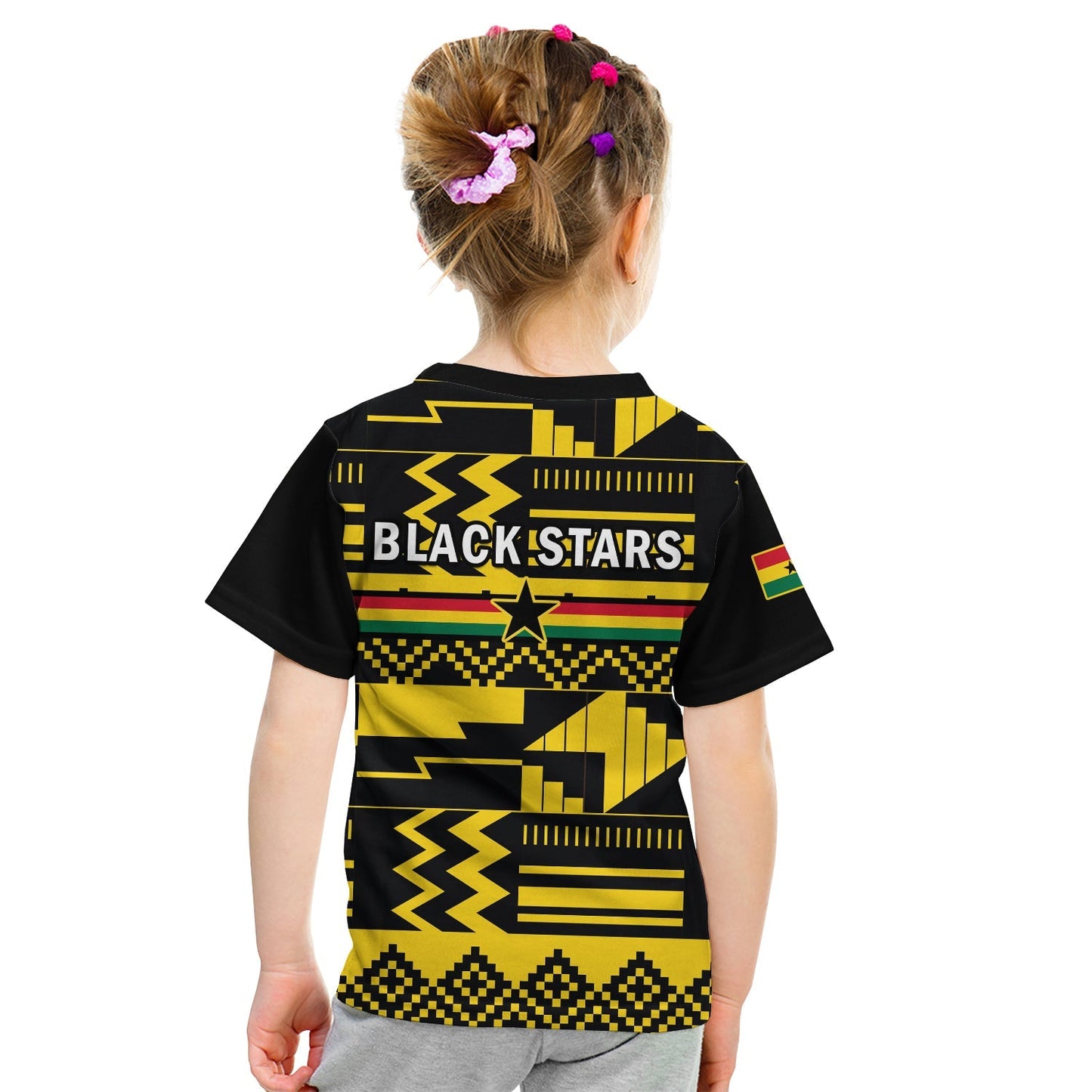 Ghana Football T-Shirt Black Stars Kente World Cup 2022 Yellow Graphic Tee