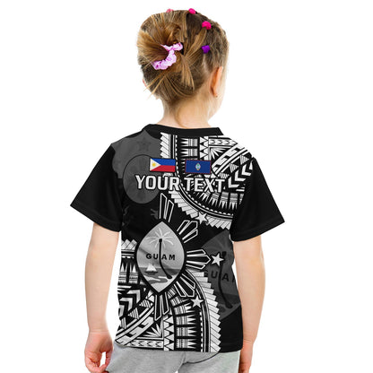 Custom Guam and Philippines T-Shirt Guaman Filipinas Together Black Graphic Tee