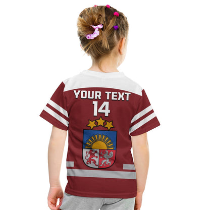 Custom Latvia Hockey T-Shirt Red Sporty Style Graphic Tee