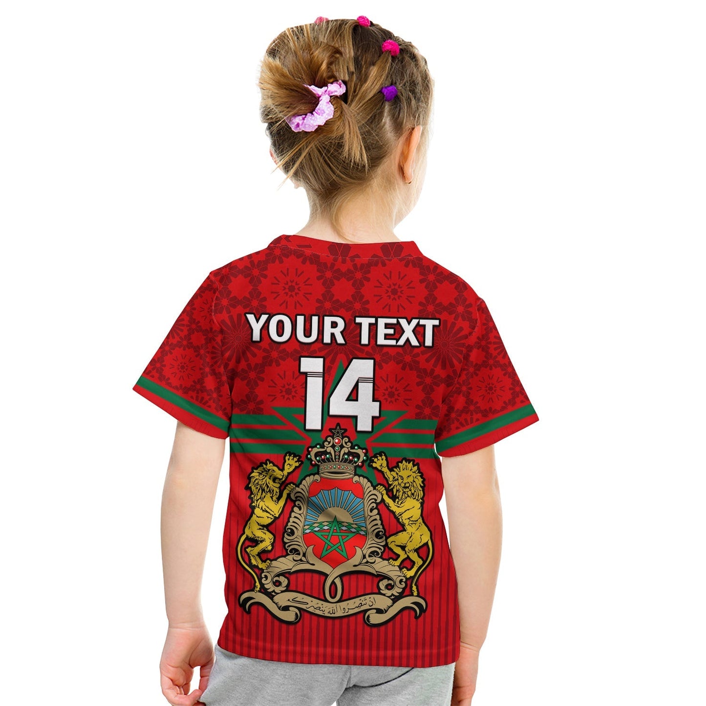 Custom Morocco Football T-Shirt World Cup 2022 Red Moroccan Pattern Graphic Tee