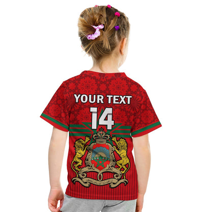 Custom Morocco Football T-Shirt World Cup 2022 Red Moroccan Pattern Graphic Tee
