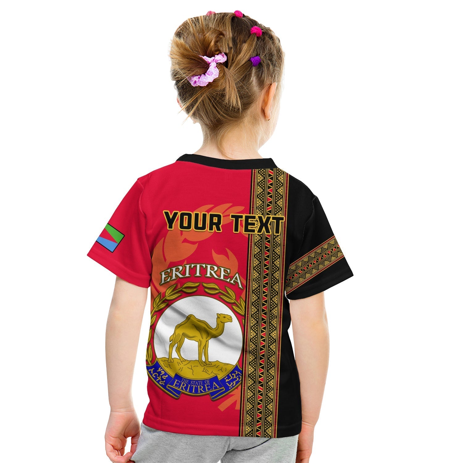 Custom Eritrea T-Shirt African Pattern Happy Independence Day Version Black Graphic Tee