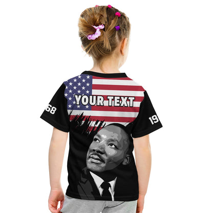Custom United States T-Shirt United States Happy MLK Day Flag Grunge Style Graphic Tee