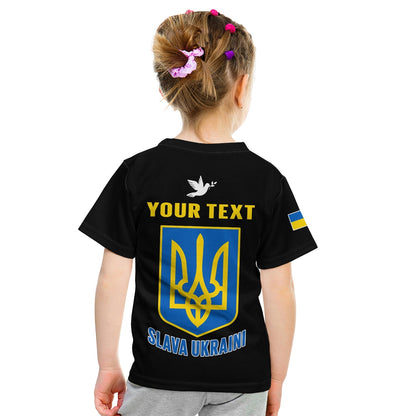 Custom Ukraine T-Shirt Ukraine Gold Trident Slava Ukraini Black Graphic Tee