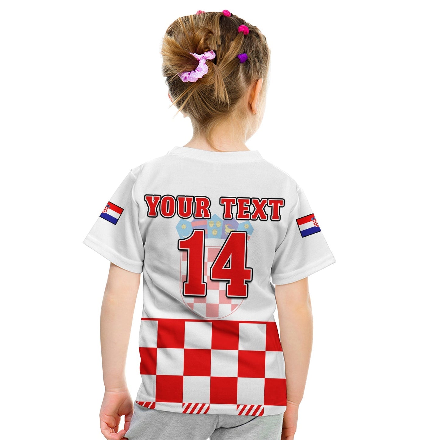 Custom Croatia Football T-Shirt Hrvatska Checkerboard Red Version Graphic Tee