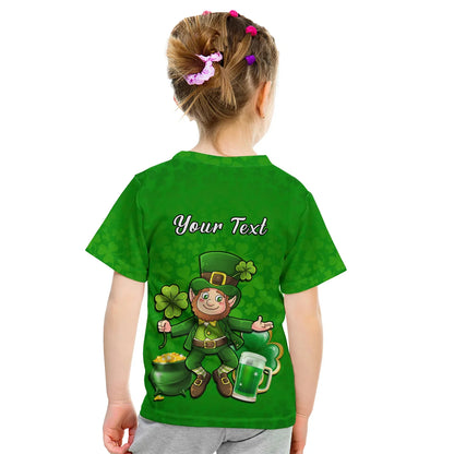 Custom Ireland T-Shirt Saint Patricks Day Happy Leprechaun And Shamrock Graphic Tee