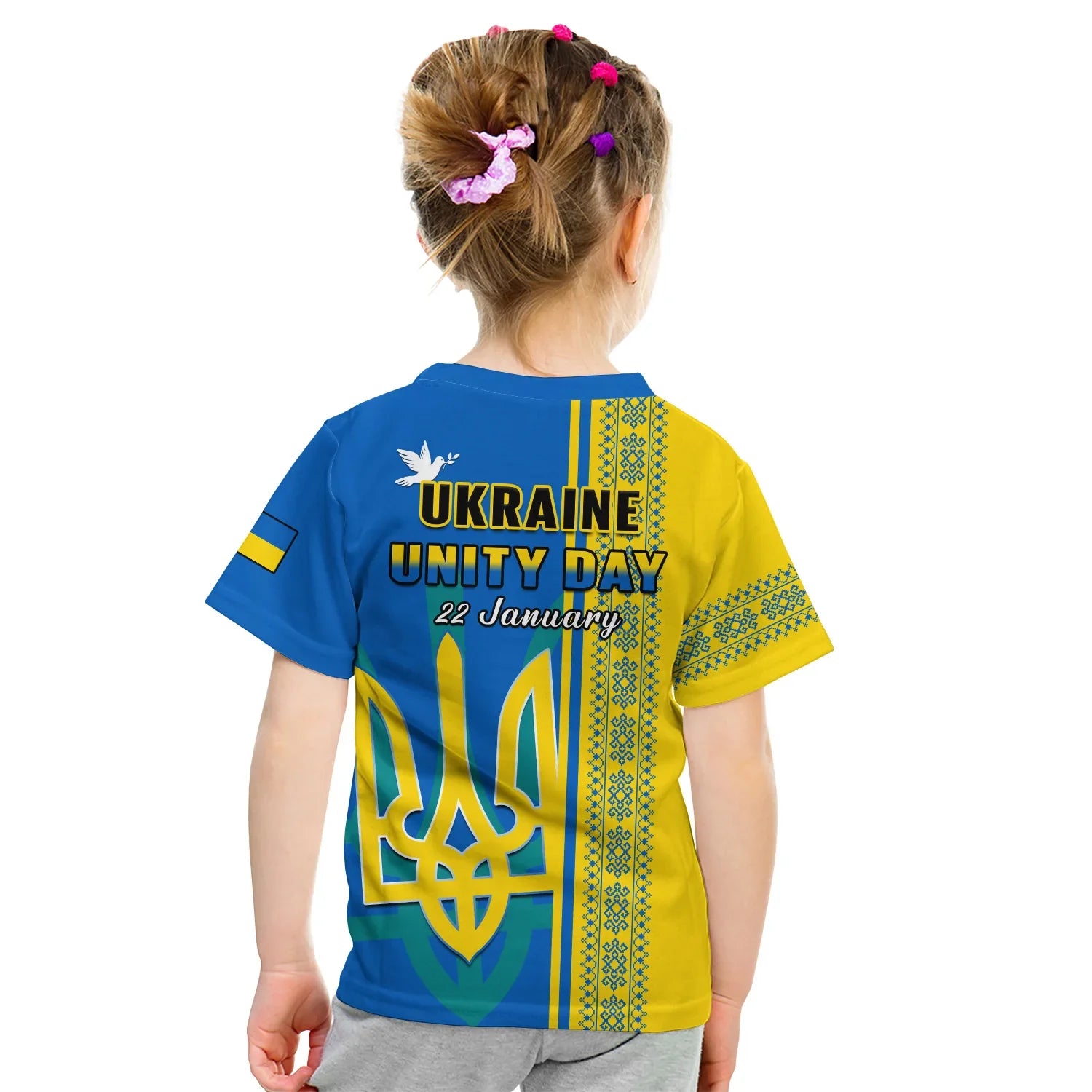 Ukraine Unity Day T-Shirt Folk Ukrainian Coat Of Arms Graphic Tee