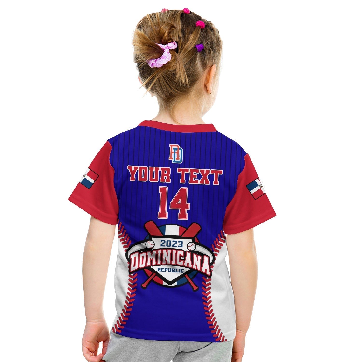 Custom Dominican Republic Baseball T-Shirt Version Blue Graphic Tee