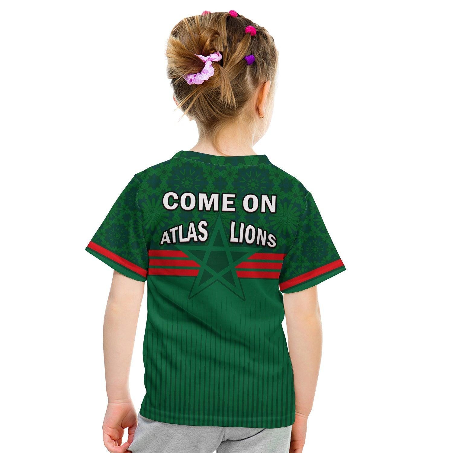 Morocco Football T-Shirt World Cup 2022 Green Moroccan Pattern Graphic Tee