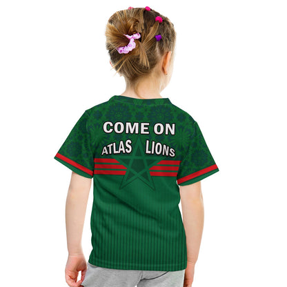 Morocco Football T-Shirt World Cup 2022 Green Moroccan Pattern Graphic Tee
