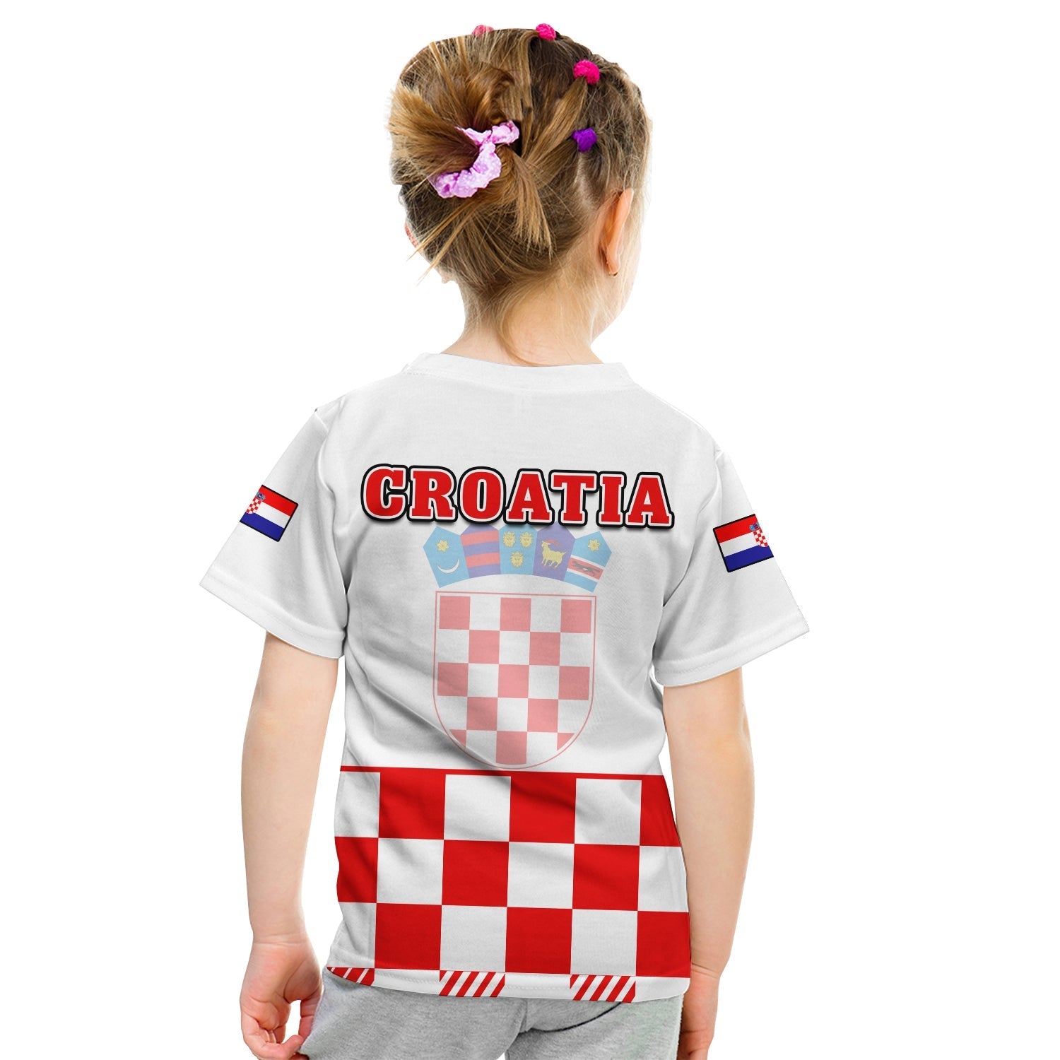 Croatia Football T-Shirt Hrvatska Checkerboard Red Version Graphic Tee